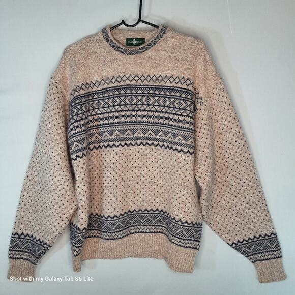 Hunt Club England Sweater Mens Large Pure Wool Nordic Style Crew Neck - Picture 1 of 10